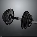 Black Fitness Dumbbell With Stacked Weight Plates On Reflective Surface