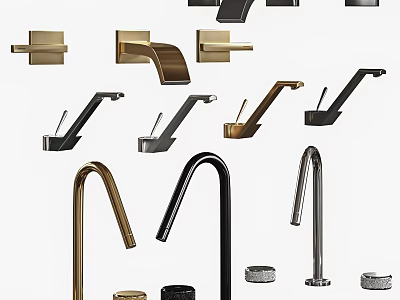 Modern Stylish Faucets With Brass Black Silver Finishes And Contemporary Designs 3d model