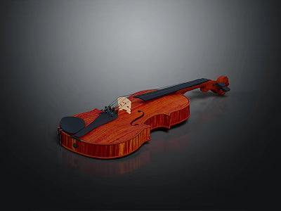 Premium Classical Wooden Violin With Acoustic Body Strings And Bow 3d model