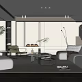 Modern Minimalist Living Room Interior Design With Sofa Coffee Table Armchair And Plants