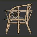 Rattan Leisure Chair With Gray Cushion And Light Blue Round Side Table