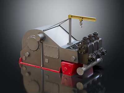 Industrial Mechanical Equipment With Metal Structure Red Base Rollers And Yellow Top Lever 3d model