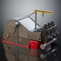 Industrial Mechanical Equipment With Metal Structure Red Base Rollers And Yellow Top Lever