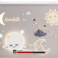 Annabelle Themed Wall Decor With Smiling Moon Sun Stars And Clouds