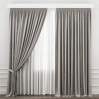 modern fabric curtain fabric curtain gauze curtain 3d model