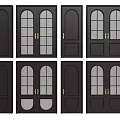 Black Security Doors With Various Designs Including Glass Panels And Single Double Styles 3d model