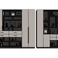 Modern Bookcase Design With Multiple Compartments Drawers Cabinet Doors And Decor Items 3d model