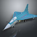 Blue Fighter Jet Model With Red Accent Lines Cockpit Landing Gear And Aerodynamic Wings