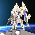 Yellow And Purple Gundam Model With Space Background And Earth View