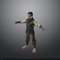 Male Character 3D Model With Sleeveless Top Brown Pants Barefoot And Outstretched Arms