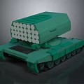 Green Tank With Multiple Rocket Launchers 3d model