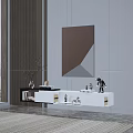 Modern TV Stand Design With Storage Drawers Decorative Vase And Minimalist Wall Art