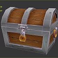 Wooden Treasure Chest With Metal Trim Orange Lock And Metal Rings