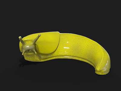 Yellow 3D Snail Model With Shiny Body And Antennae On Black Background 3d model