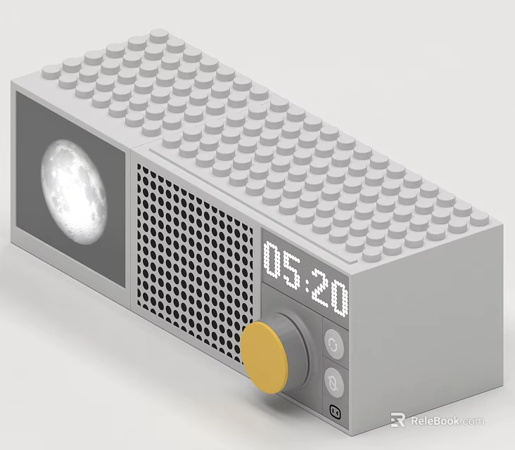 Smart Machine Made of Lego Bricks With Digital Clock Display Speaker Grille and Knob 3d model 
