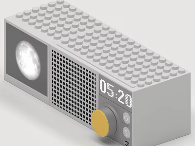 Smart Machine Made of Lego Bricks With Digital Clock Display Speaker Grille and Knob 3d model