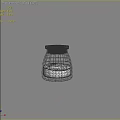 Clear Glass Jar Containing Brown Granular Substance Isolated on Gray Background