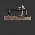 Vintage Metal Ironing Board With Square Rough Textured Base Stand 3d model
