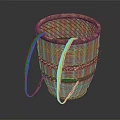 Handwoven Bamboo Basket With Handles Natural Material For Home Storage Use