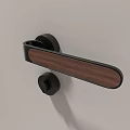 Black Metal and Wooden Door Handle with Sleek Design Installed on Light Colored Door