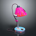 Vibrant Pink Table Lamp With Flame Pattern Blue Orange Base And Cord