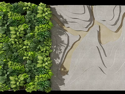 Lush Green Living Wall Design With Textured Stone Surface And Natural Plant Foliage 3d model