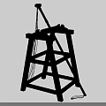 Ancient Wooden Siege Tool With Ladder Frame And Rope Mechanism