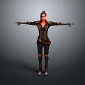 Woman With Arms Outstretched In Sci Fi Inspired Mechanical Gloves And Detailed Outfit