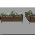 Garden Planter Boxes Wooden With Metal Frames Filled With Green Plants For Home Outdoor Decoration