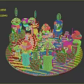Mario Game Landscape With Red Mushrooms Green Pipes Brick Paths Question Mark Blocks And Coins