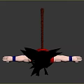 Soft Plush Doll in Red Outfit with Black Hair Blue Shoes and Outstretched Arms