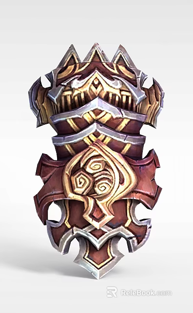 Ornate Locker With Intricate Carved Patterns Red Brown And Gold Metal Decor Accents 3d model 