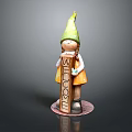 Cute Doll With Green Pointed Hat Holding Welcome Sign And TROY Lettering On Round Base