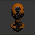 Orange Mechanical Sci Fi Character Head With Circular Display And Armored Body 3d model