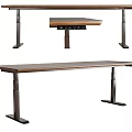 Modern Adjustable Desk With Wooden Top And Sturdy Metal Frame Design