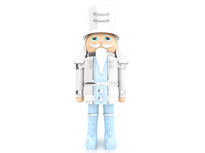 Classic White Nutcracker Doll With Blue Boots Beard And White Hat Design 3d model