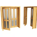 Wooden Double Doors With Glass Panels Open And Closed Interior Frames Design
