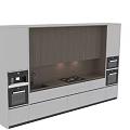 Modern Kitchen Interior With Wooden Panel Cabinets White Cabinetry And Built In Appliances