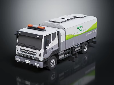 White and Gray Eco Energy Refuse Truck with Orange Warning Lights and 51 ST Logo 3d model