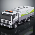 White and Gray Eco Energy Refuse Truck with Orange Warning Lights and 51 ST Logo