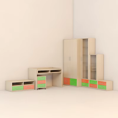 Office Desk Office Cabinet Filing Cabinet Nordic Office Desk Nordic Filing Cabinet Nordic Storage Cabinet Office Desk Office Home Combination Log Office Furniture Combination 3d model
