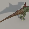 Green Prehistoric Spinosaurus Reptile With Sail Like Back Sharp Teeth Standing Strong Limbs 3d model