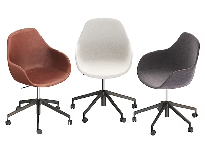 Modern Office Chairs In Brown White Gray With Swivel Base And Casters 3d model