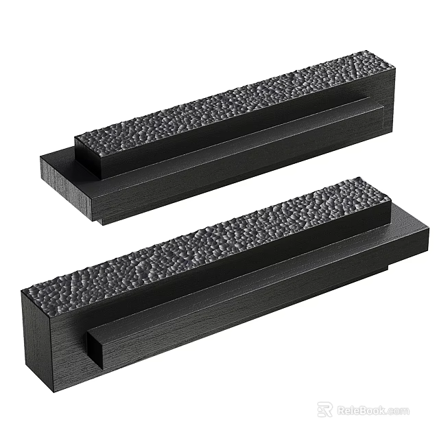 Black Door Handles with Textured Surface Modern Rectangular Design for Home 3d model 