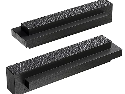 Black Door Handles with Textured Surface Modern Rectangular Design for Home 3d model