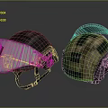 Tactical Weapon Helmets With Black Metal Shield And Brown Camo Design