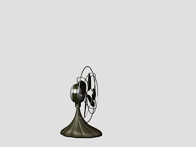 Vintage Retro Air Cooler Fan With Green Base Metal Mesh Cover And Black Blades Design 3d model