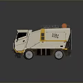 White And Yellow ABCO Truck With Orange Barrel On Top And Worn Exterior