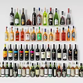 Organized Collection Of Various Wine And Liquor Bottles In Multiple Layers On White Background