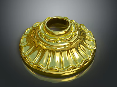 Golden Artistic Sculpture Carving With Detailed Intricate Patterns And Smooth Surface 3d model